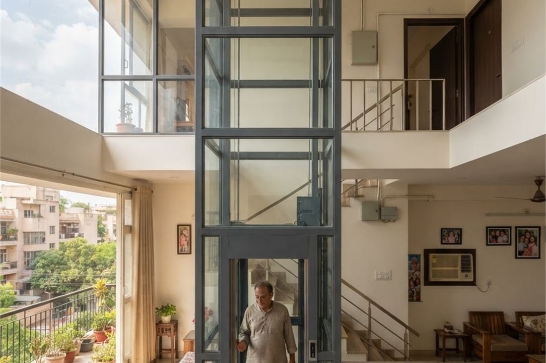 External glass structure lift