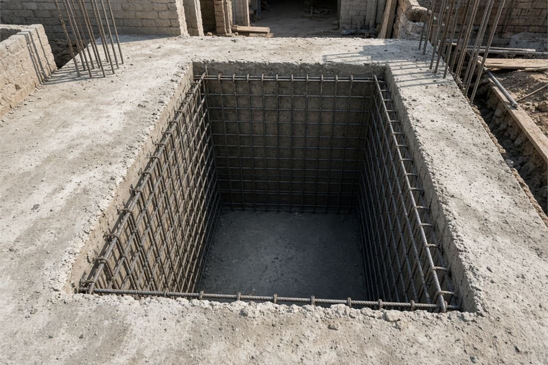 Shaft marked in a house under construction