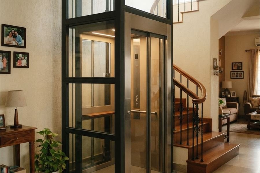 Hydraulic home elevator landing